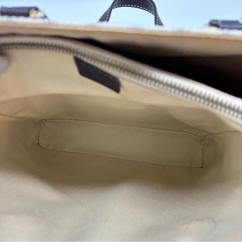 CELINE Tote Bag Macadam PVC Leather White Brown Vintage - Picture 13 of 14
